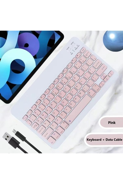 Choice4 لوحة مفاتيح لاسلكية صغيرة تعمل بتقنية البلوتوث باللون الوردي، مناسبة ...