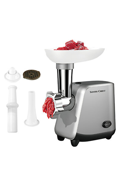 Choice مفرمة لحم كهربائية من الفضة الأوروبية من كريست، بقوة 800 واط، تعمل بزر...