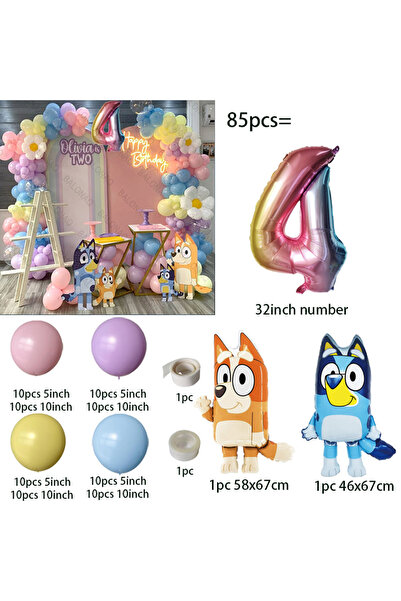 Choice6 as picture iridescent 85pcs Macaron Latex Balloon Bluey Set Garland A...