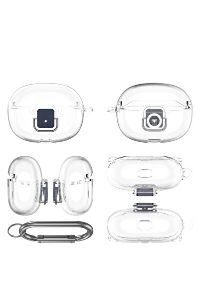 Choice جراب سماعات أذن شفاف مقاوم للسقوط والغبار مع حلقة مفاتيح، جراب حماية ل...