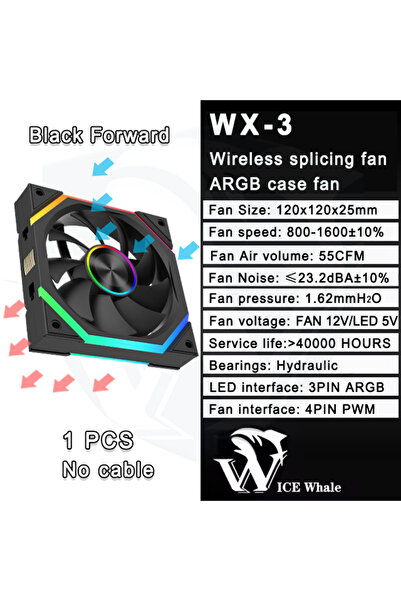 Choice6 A-RGB Other Black Forward 1PCS ICE Whale WX-3 Wire-Splicing PC Case C...