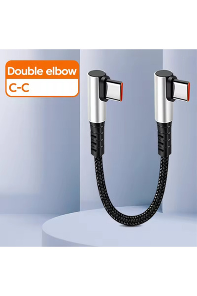 choice2 كابل قصير بطول 0.25 متر، ذو وصلة مزدوج بزاوية 90 درجة، يدعم تيارًا 6 ...