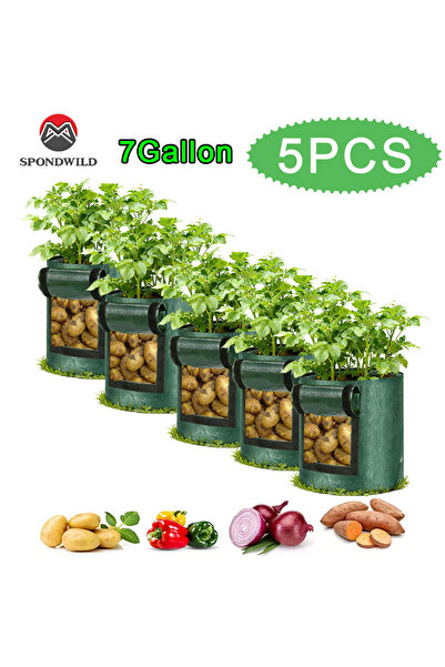 choice2 حقيبة زراعة خضراوات من البولي إيثيلين سعة 7 جالون، 5 قطع، من سبوند وا...
