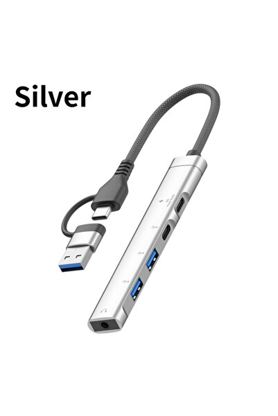 Choice محول صوت فضي من USB+Type-C إلى 3.5 ملم، موزع USB OTG للكمبيوتر المحمول...