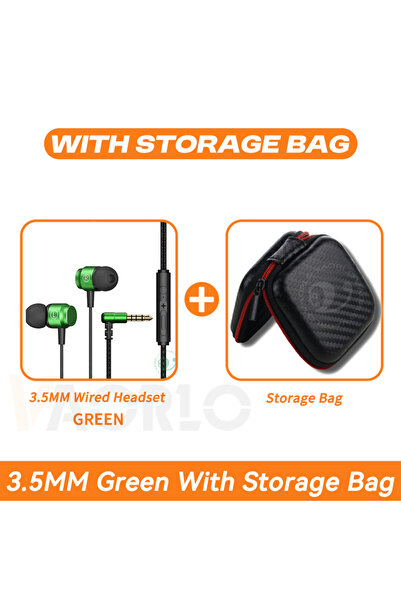 choice2 سماعات أذن للألعاب، لون أخضر، 3.5 ملم، مع حقيبة ، مصنوعة من المعدن وا...