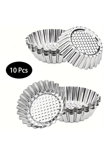 Choice مجموعة من 10 قطع من قوالب تارت البيض الكبيرة غير اللاصقة المصنوعة من ا...