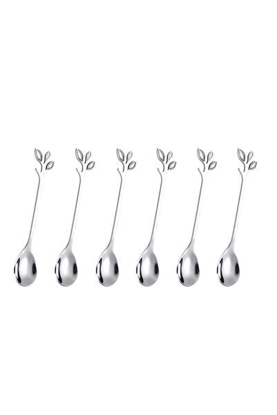 Choice 6pcs silvery 6PCS Creative Stainless Steel Spo Gold Silver Tree Leaf S...