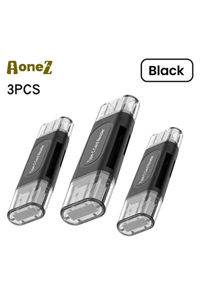 Choice5 قارئ بطاقات USB من النوع C متعدد الوظائف 4 في 1، أسود اللون، 3 قطع، أ...