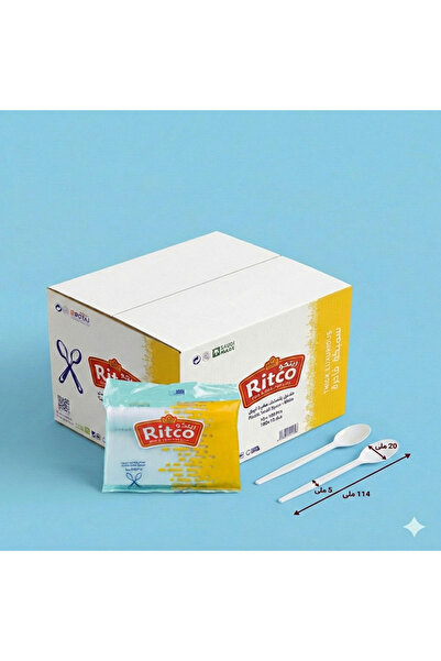 RITCO Carton of white plastic teaspoons (1000 spoons/carton)