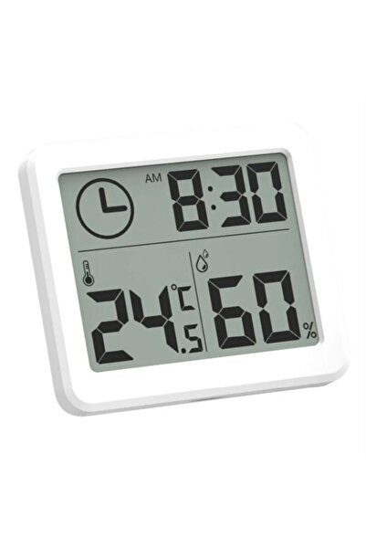 Choice1 White with battery Digital Desk Wall Clk with Temperature Humidity La...