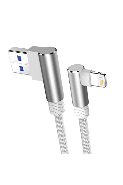 Choice12 كابل شاحن USB أبيض 90 درجة بطول 1 متر لهاتف iPhone 14 13 12 11 Xs Ma...