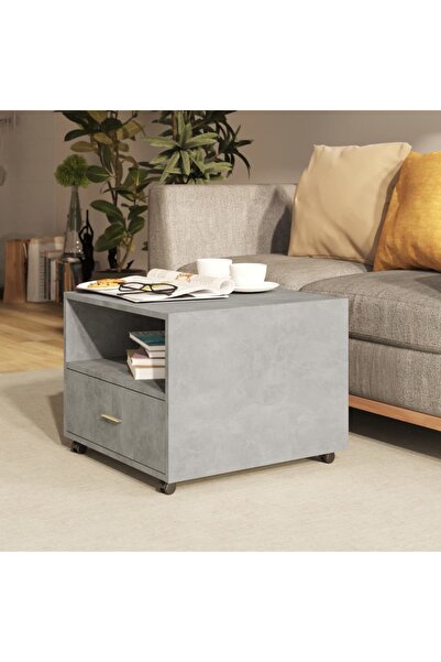 Concept Τραπεζάκι σαλονιού, γκρι σκυροδέματος, 55x55x40 εκ., επεξεργασμένο ξύλο