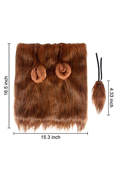 Choice1 Coffee Color New Lion Mane Dog Costume Realistic Lion Wig Hat Cute Pe...