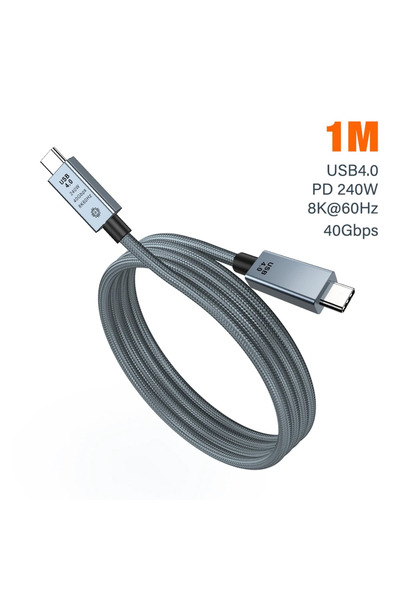 Choice4 كابل USB4 أسود بطول 1 متر بتقنية PD 3.1 بقدرة 240 واط، متوافق مع Thun...