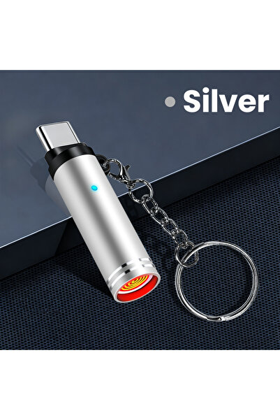choice2 محول ولاعة سجائر فضي من النوع C للهواتف المحمولة مع سلسلة مفاتيح، ولا...