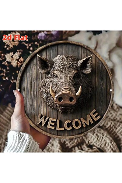 Choice لوحة ترحيبية مسطحة ثنائية الأبعاد متعددة الألوان على شكل خنزير بري، مق...