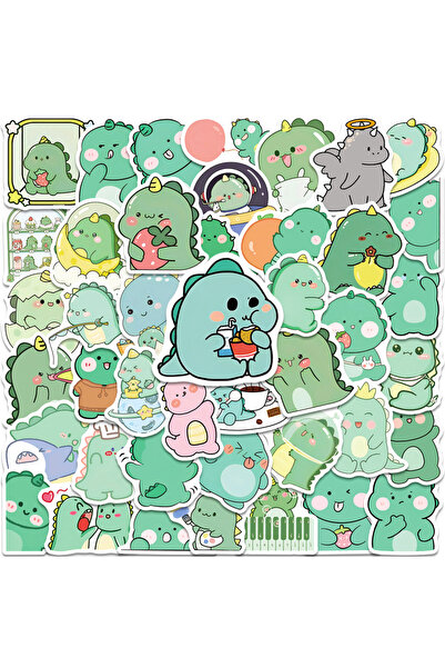 choice2 50 قطعة (10/30/50 قطعة) ملصقات ديناصورات خضراء لطيفة من مادة PVC، ديك...