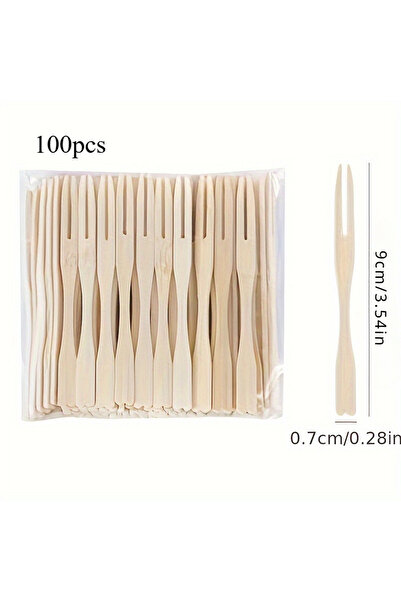 Choice1 100pcs 100pcs/500pcs Bamboo Fruit Fork Disposable - 9Cm/3.54In, Dispo...