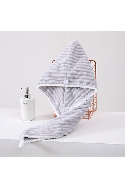 Choice1 Gray Coral Fleece Adjustable Hair Drying Cap, Soft Skin-Friendly Reus...