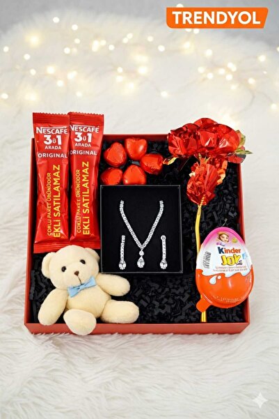 shopidik Full Set Hediye Kutusu - Sevgiliye Özel Takı, Kinder Joy ,Ayıcık Ve ...