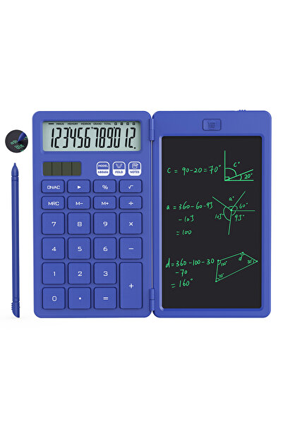 Choice1 آلة حاسبة أساسية مطورة باللون الأزرق مع لوحة ملاحظات 6.5 بوصة، آلة حا...