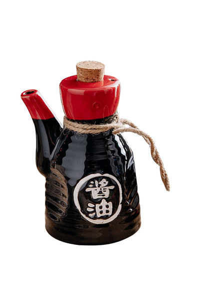 Choice BLACK Japanese Style Oil Pot Se Jar Black Soy Sauce Bottle Ceramic Con...