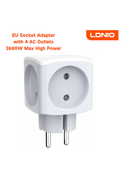 Choice بدون كابل - شريط طاقة LDNIO PSC 4 منافذ تيار متردد أوروبية 3680 واط، م...