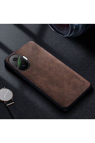 Choice1 غلاف هاتف فاخر من جلد الفاخر بلون القهوة لهاتف Poco F7، بتصميم كلاسيك...