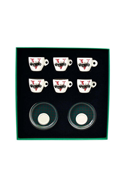 VITELLI DUBAI طقم فناجين إسبريسو من البورسلين بتصميم سيارات كلاسيكية من الأرب...