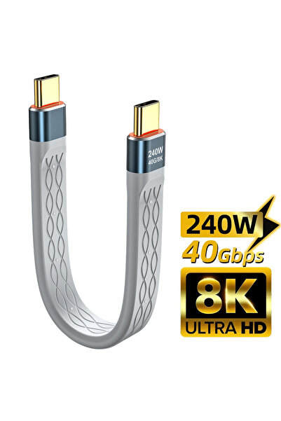 Choice Gray Type-C to Type-C 240W Short Cable Fast Charging USB-C Cord 40Gbps...