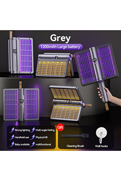 Choice مضرب ناموس كهربائي قابل للطي رمادي اللون، مصباح مضاد للناموس، جهاز صاع...