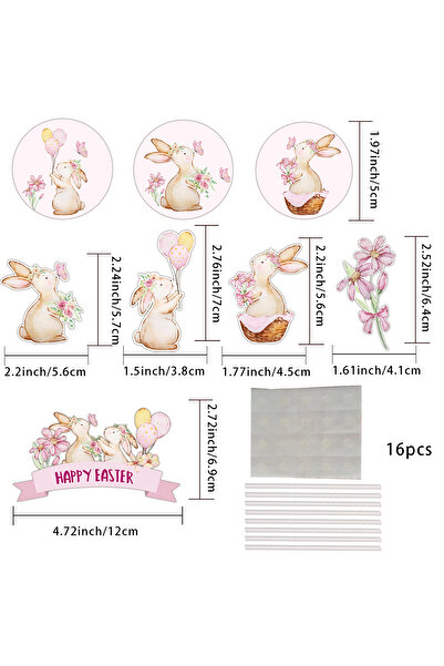 Choice ١٦ قطعة متنوعة من زينة كب كيك أرنب عيد الفصح، كرتون، زينة ورقية يمكنك ...