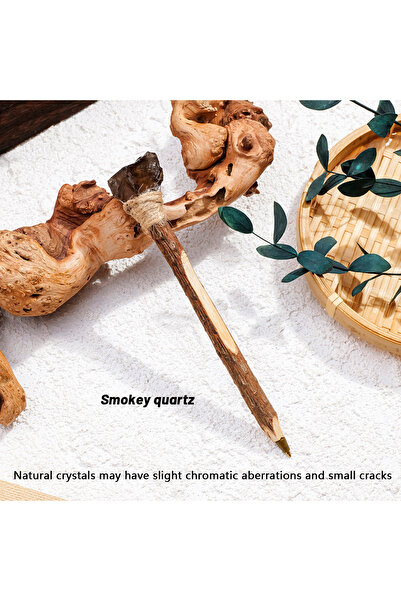 Choice 1pc Smokey quartz 1pc Natural Crystal Raw Stone Magic Pen, Wooden Ball...