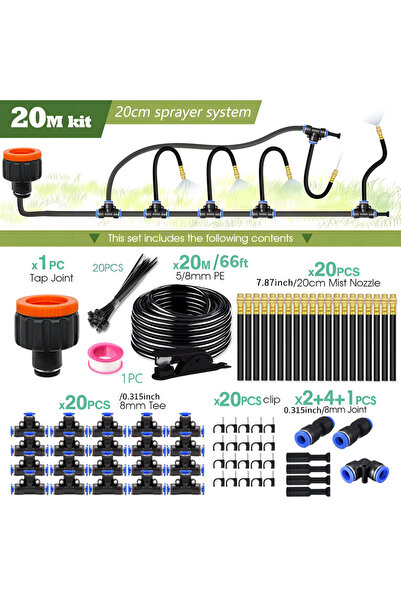 Choice3 طقم بخاخ عالمي قابل للانحناء الحر بطول 20 مترًا، وخرطوم 8 مم، ونظام ي...