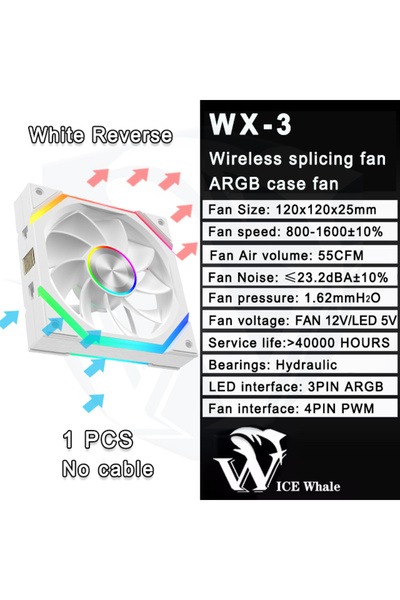 choice2 A-RGB Other White Reverse 1PCS ICE Whale WX-3 Wire-Splicing PC Case C...