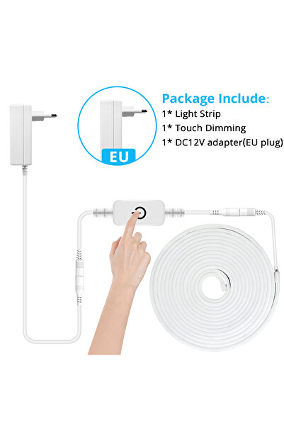 Choice19 2M Warm White Touch Sensor EU Plug LED Touch Dimmable Kitchen Cabine...