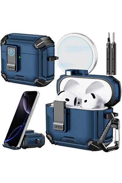 Choice4 For Airpods 4 Case Blue For AirPods 4 Case with Phone Stand & Cleanin...