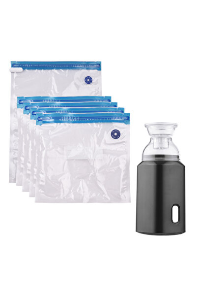 Choice مضخة كهربائية سوداء مع أكياس تخزين قابلة لإعادة الشحن وكابل USB، 5 أكي...