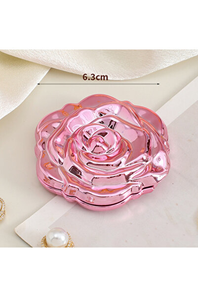Choice Pink Electroplated Folding Rose Makeup Mirror - Dual-Sided Portable Co...