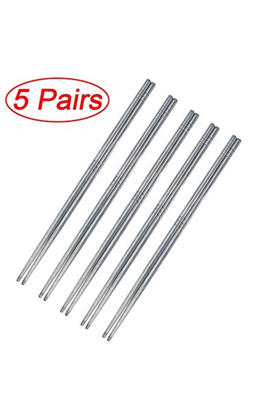 Choice1 5 pairs A 5 pairs Stainless Steel Chopsticks Non-slip Chop Stick Chin...