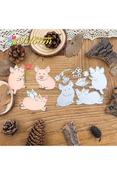 Choice Lovely Flying Happy Layers Piggy Metal Cutting Dies Scrapbooking Decor...