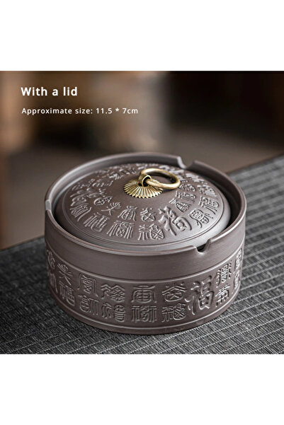 Choice منفضة سجائر عتيقة الطراز - 02 مع غطاء من رماد الفحم، مصنوعة من رمال أر...