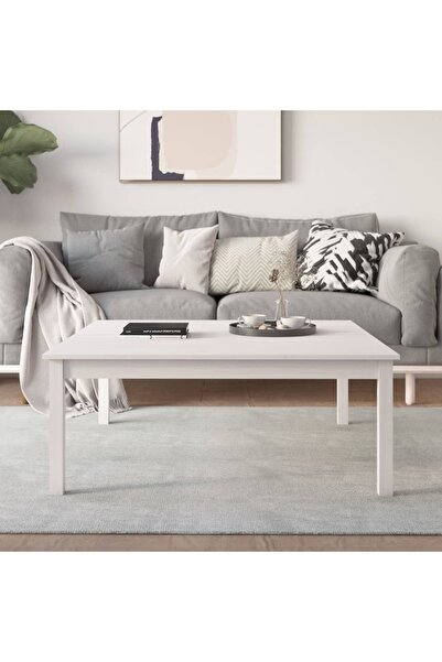 Concept Τραπεζάκι σαλονιού, λευκό, 100x100x40 εκ., μασίφ ξύλο πεύκου