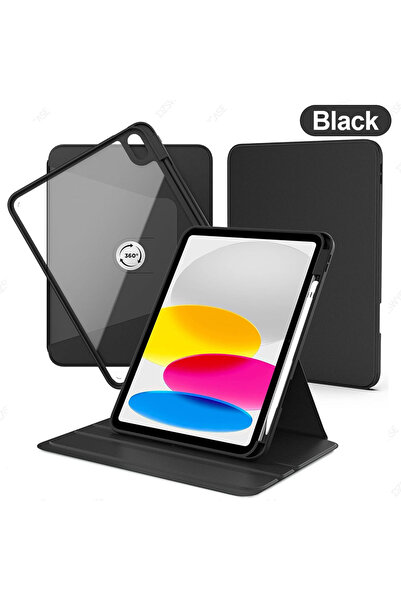 Choice جراب دوار أسود لجهاز iPad (A16) الجيل الحادي عشر/العاشر مع حامل قلم 20...