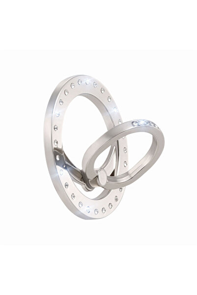 choice2 حامل هاتف مغناطيسي فضي لامع مرصع بأحجار الراين، يدور 360 درجة، يدعم س...