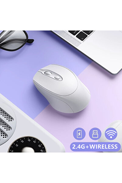 Choice ماوس كمبيوتر لاسلكي قابل لإعادة الشحن، أبيض اللون، متوافق مع تقنية بلو...