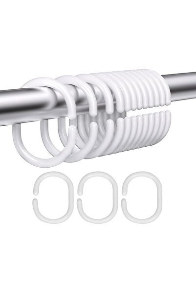 Choice White 12PCS Shower Curtain Rings,Plastic Shower Curtain Hooks,C-Shaped...