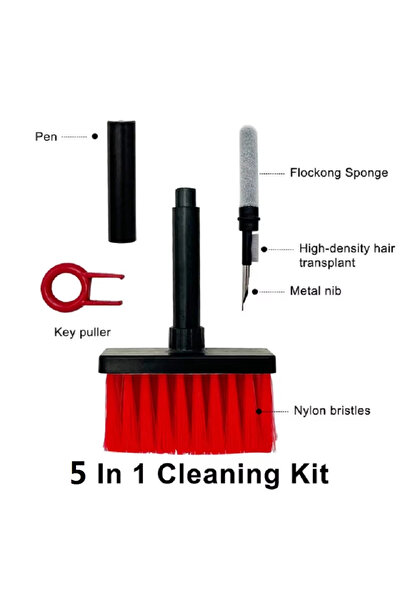 choice2 طقم فرشاة تنظيف لوحة المفاتيح 5 في 1 باللون الأسود، أداة سحب أغطية ال...
