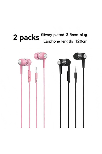 Choice4 سماعات أذن بأسلاك NNBILI سوداء ووردية، مقاس 3.5 ملم، من 1 إلى 4 قطع، ...