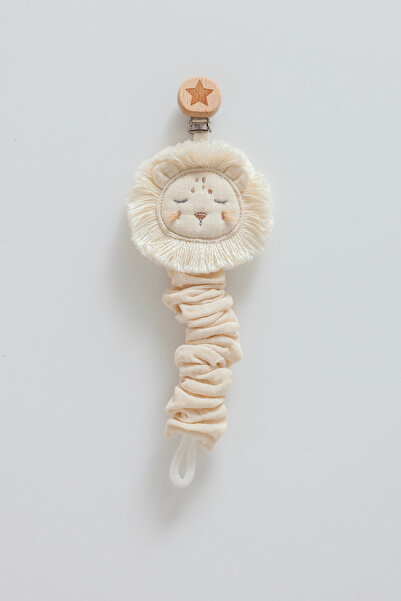 Caramell Aslan Figürlü Erkek Bebek Emzik Askısı - Bej Renk Bohem Tasarım Diş ...
